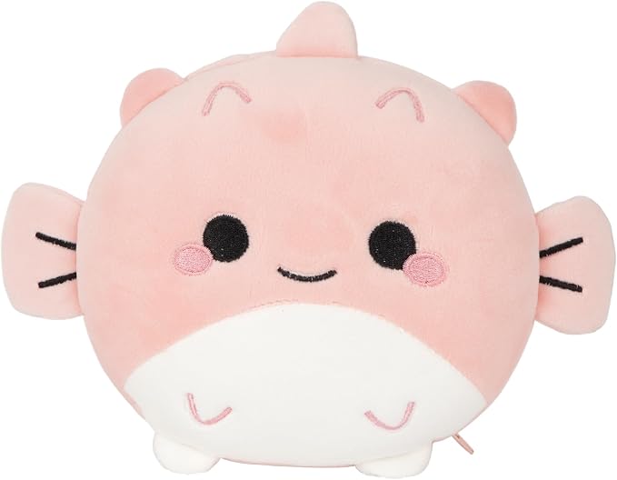 U Scinan Cute Animal 2-in-1 Travel Pillow and Eye Mask – Portable Neck Pillow with Adjustable Strap, Soft Plush Support for Airplane, Car, Train(Pufferfish) by Unknown