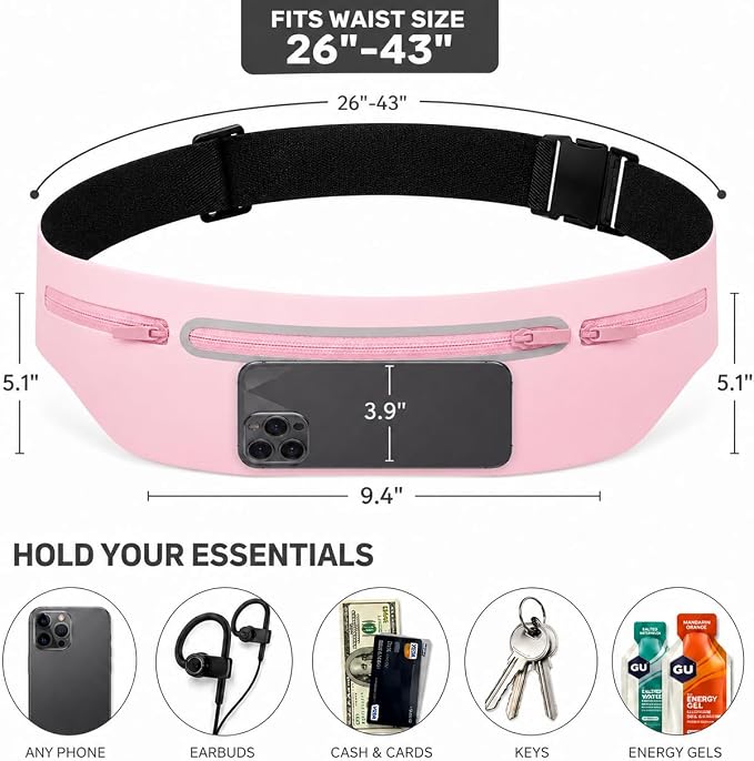Slim No-Bounce Running Belt - Waterproof Exercise Waist Pack for Marathons, Hiking & Dog Walking - Hidden Travel Money Belt for Phones - Image 2