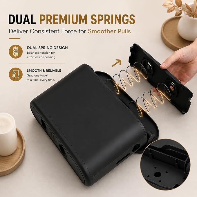 Multifold Paper Towel Dispenser Countertop, Hand Towel Dispenser for Bedroom, Bathroom, Kitchen, Toilet (Black) - Image 6