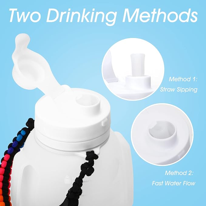 TakeToday Motivational Collapsible Water Bottle with Straw and Paracord Handle 1.2L 40 OZ Reusable Silicone Sports Water Jug with Time Marker Leakproof Large Water Bottles for Yoga Outdoors - Image 5