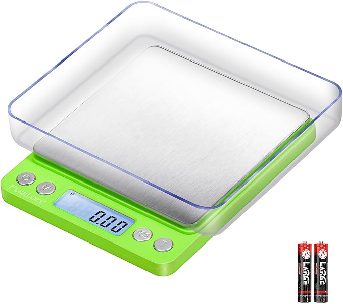 Fuzion Digital Scale .01 Gram Accuracy, 500g Small Kitchen Food Scales | 2 Trays Included for Jewelry, Gold, Herb, Powder, Spice, Coffee, Coin - Weight Gram and Oz by Fuzion%C2%AE
