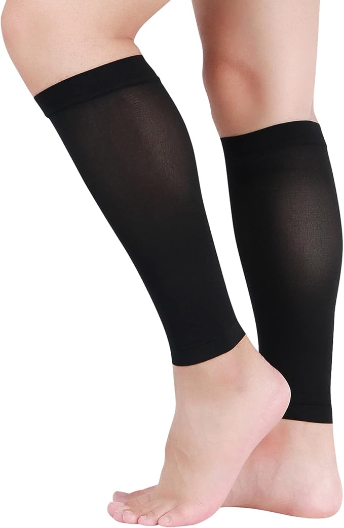 Lin Performance 20-30 mmHg Medical Calf Compression Sleeve for Women and Men Lightweight Footless Socks for Travel Flight Daily Comfort by LINPERFORMANCE