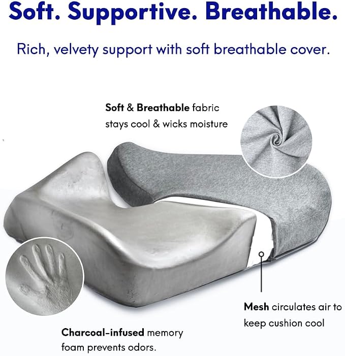 C CUSHION LAB Patented Pressure Relief Seat Cushion for Long Sitting Hours on Office/Home Chair, Car, Wheelchair - Extra-Dense Memory Foam for Hip, Tailbone, Coccyx, Sciatica - Wellness Green - Image 5