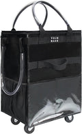Reusable Grocery Bag On Wheels(Medium -Black), Rolling Tote Bag, Shopping Cart with 8 Pockets and Zipper Cover for Trips, Foldable, Heavy Duty Handles, Carries Up to 46LBS by TOJNMAKE