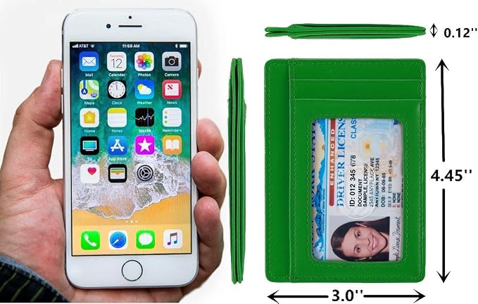 KALMORE Genuine Leather Front Pocket Slim Wallet Credit Card Holder with ID Window - Image 4
