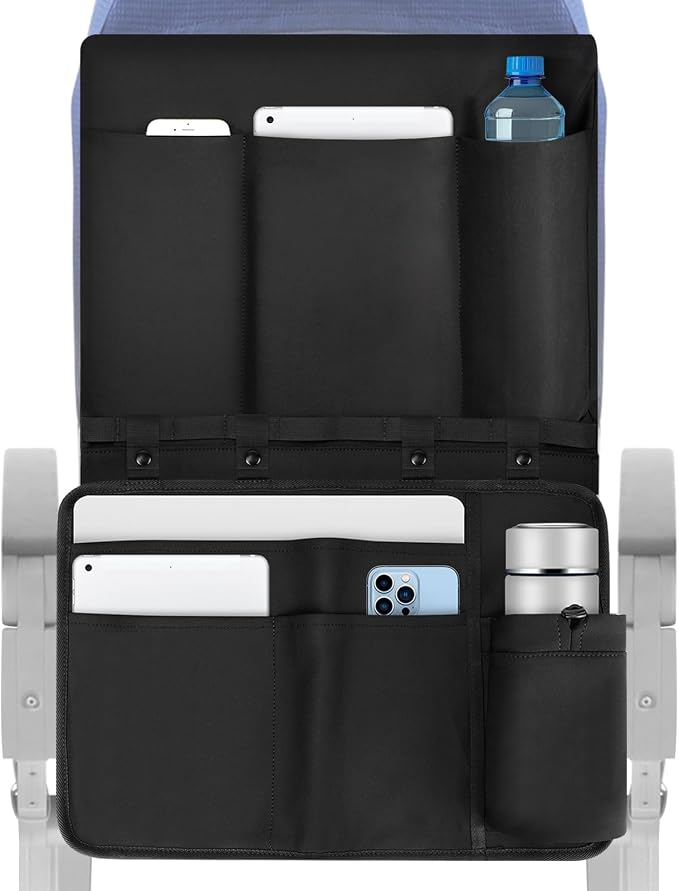 Linkidea Airplane Tray Table Cover with Under Desk Attachment Set, Travel Accessories for Seat Back Organize & Personal Item Storage, Washable Flight Accessories with Water Bottle Holder by Linkidea