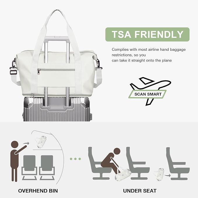 Travel Duffel Bag, Sports Tote Gym Bag, Shoulder Weekender Overnight Bag for Women - Image 5
