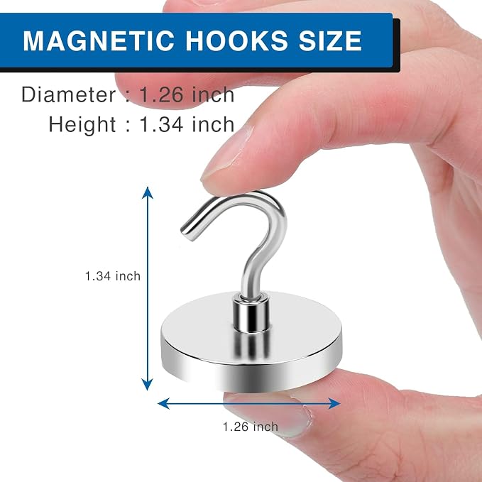 LOVIMAG Magnetic Hooks, Cruise Essentials 2026, 12 Pack-130LBS | Heavy Duty Strong Magnet Hook for Cruise Cabin, Refrigerator Fridge, Ship, Classroom, Kitchen Grills, Silver - Image 2