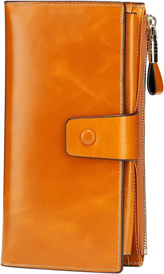 Itslife Womens Wallet Leather RFID Blocking Large Capacity Luxury Wax Genuine Leather Clutch Wallet with Card Holder by HOME