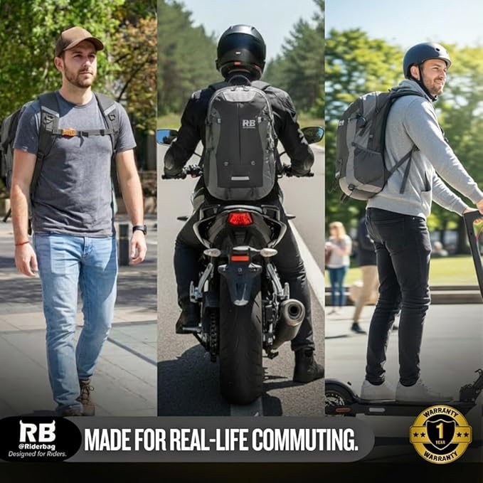 Reflective Motorcycle Backpack, Hi Viz Commuter Riding Bag | Designed by Riders for Everyday Rides with Laptop Compartment and Helmet Net. Built to Help You Be Seen. - Image 5