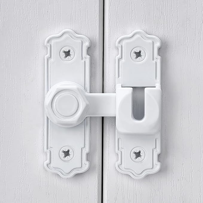 3 Packs White Aluminum Alloy 90/180 Degree Gate Lock,Barn Door Latches | Flip Gate Latches,Right Angle Door Lock Latch,Sliding Door Latches,for bedroom,garage,window,pet enclosures,drawer,cabinet - Image 4