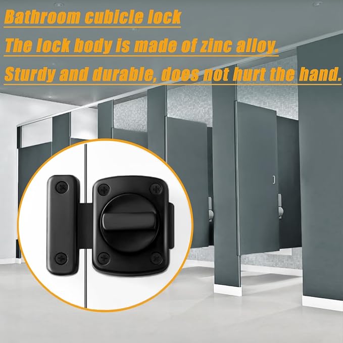 French Door Reinforcement Lock Latch Anti-Pick Night Lock | Inner door safety locks from inside zinc alloy,180 degree rotation lock hatch suitable for bathroom,bedrooms,RVs,and more - Image 6