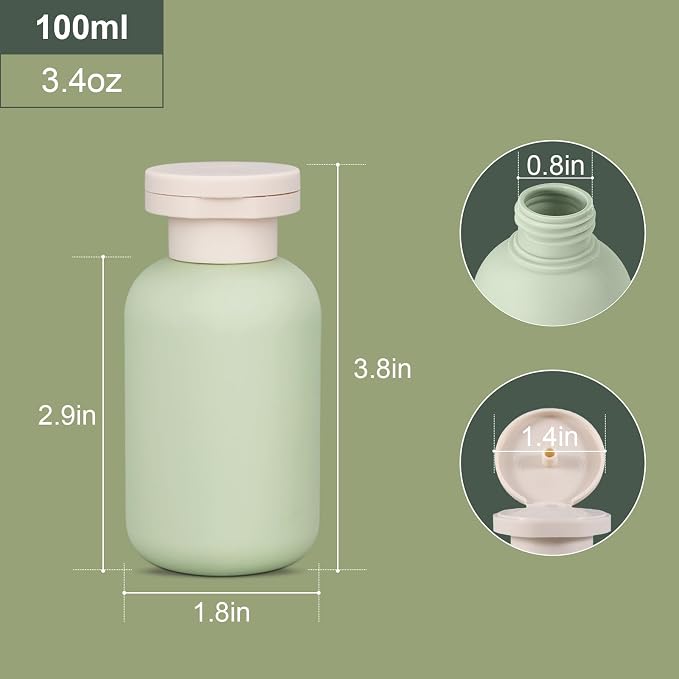 ASEVAT Leak Proof Travel Bottle with Flip Cap, Shampoo and Conditioner Bottle Set, Refillable Containers for Lotion, Cream Shampoo (Green+Blue+Pink, 3.4 Ounces) - Image 4