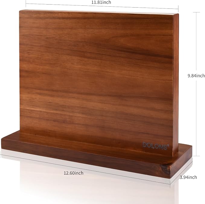 Magnetic Knife Block, Acacia Wood Kitchen Knife Holder, Multifunctional Double Side Knife Storage Organizer for Kitchen Counter ，Equipped with powerful enhanced magnets (Without knife) - Image 3