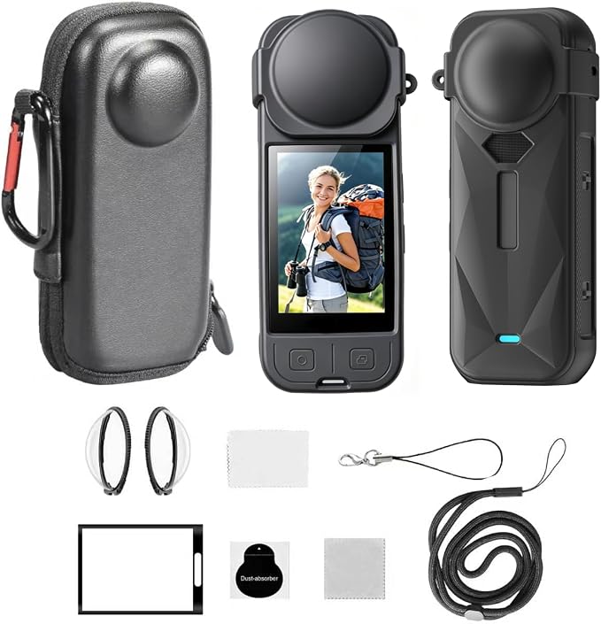 JasonMighty for Insta360 X5 Protective Accessories Kit | Camera Case,Silicone Cover,Lens Guards,Screen Tempered Glass ,Provide full camera protection,easy to install by Unknown