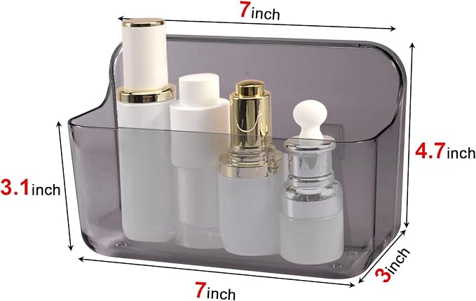 CGBE 2-Pack Cabinet Door Organizer, Self Adhesive Bathroom Shelves, Gray | Acrylic Shower Caddy, Wall Mounted Storage, No Drilling, Automatic Draining, For Cabinet Door and Shower Wall - Image 2