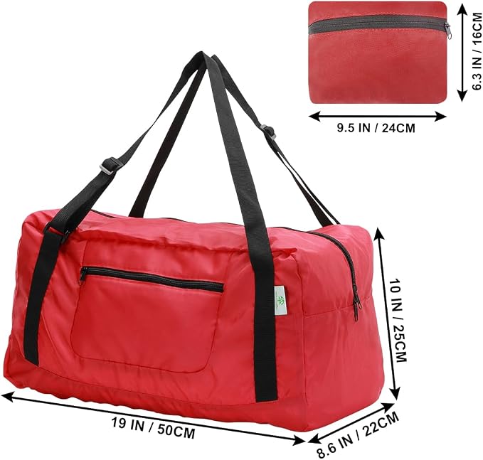 HOLYLUCK Foldable Travel Duffel Bag Luggage Great for Gym - Red - Image 3