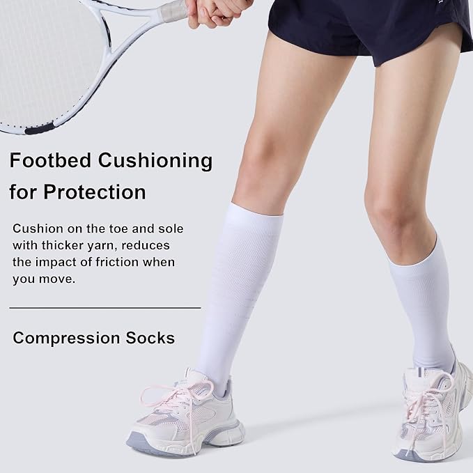 CS CELERSPORT 3/4 Pairs Compression Socks for Men Women Size 6-12 | Knee High Support Socks for Running Nurses Pregnancy Travel Daily Wear - Image 4