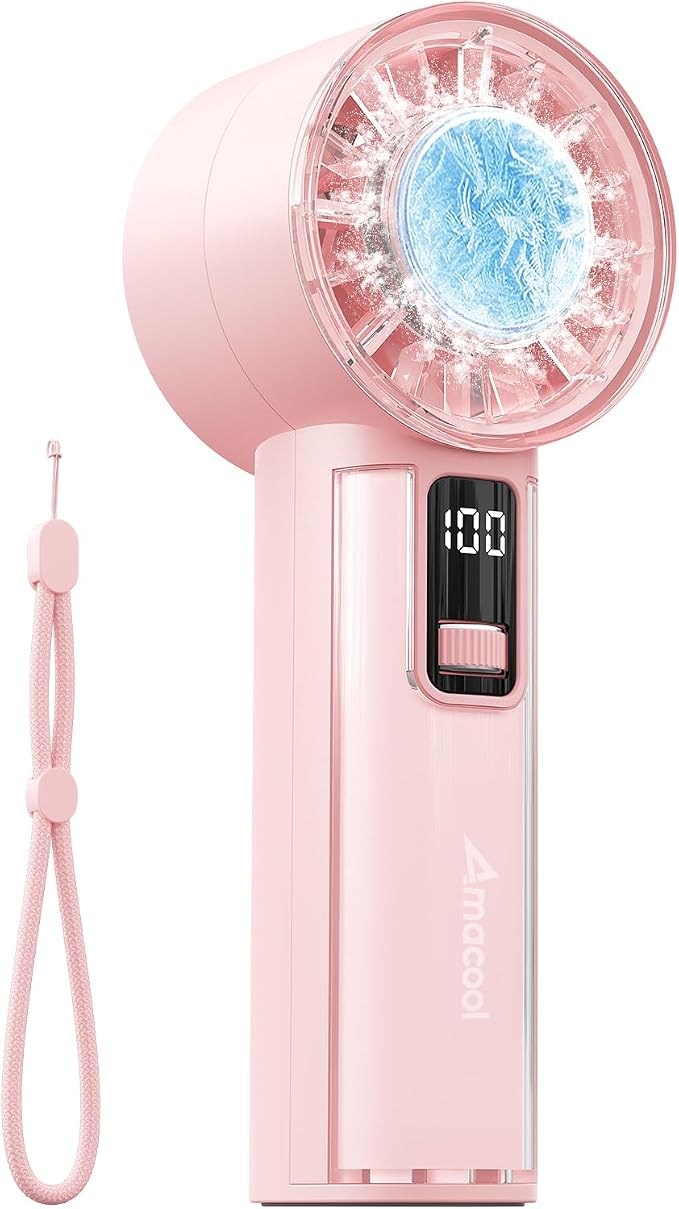 AMACOOL Handheld Fan with Ice Cooler, Mini Portable Cooling Fan | Gifts for Mom Her Women Girl, Small Yet Powerful, Personal Hand Fans for Travel Essentials Beach Outdoor Makeup by AMACOOL