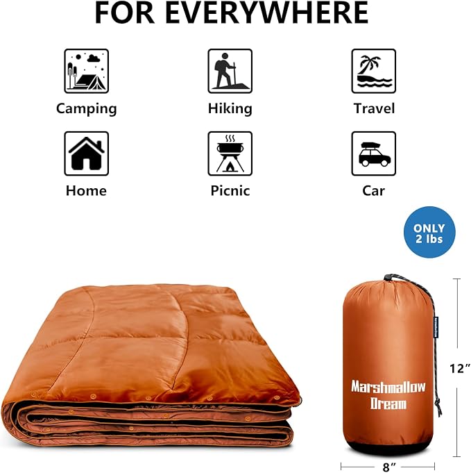 Camping Blanket, Puffy Blanket Lightweight Windproof Water Resistant for Outdoors,Hiking, Backpacking,Beach,Car,Picnic,Stadium - Image 5
