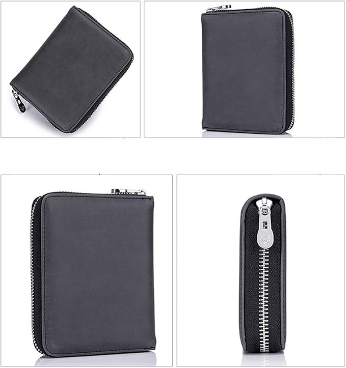 RFID Blocking 24 Slot Credit Card Holder Wallet Real Leather Multi Card Organizer Wallet with Zipper - Image 4