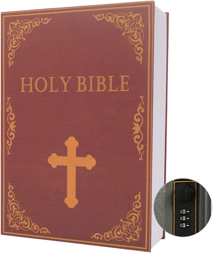 Large Diversion Book Safe Storage Box (Size 10.5"×8"×2.6") With Security Combination Lock, Dictionary Secret Hidden Safe (Bible-Combination) by PACOLO