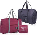 2 Pack Foldable Travel Bag Waterproof Travel Duffel Bag,Women Ladies Man Canvas Weekender Bag Overnight Carry-on Tote Duffel in Trolley Handle (Black&Rred)… by K+Y+KANGYUN