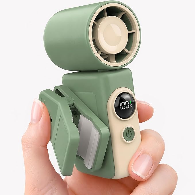 Hotsales Clip-On Portable Fan for Strollers, Handheld Turbo Fan for Travel | Small But Mighty Mini Fan, Detachable 360° Rotating Clip, LED Display, Rechargeable, Summer Outings, Gifts For Women And Men by Hotsales