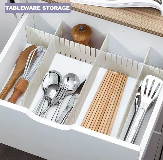 44Pcs Drawer Dividers with Fixing Buckle, Adjustable Drawer Organizer Storage Separator for Clothes, Cutlery, Socks, Underwear, Makeup, Dresser, Kitchen, Bedroom, Office, Bathroom, 14.5 * 2.75in - Image 4