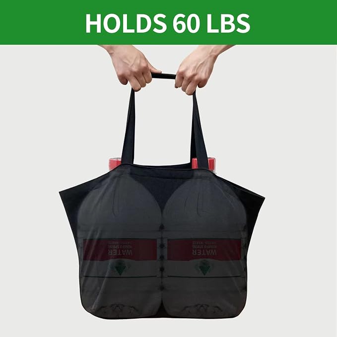 3 Pack Heavy Duty Reusable Canvas Grocery Bags, Holds 60 lbs, 8.3 gal Multi-Purpose Washable Bags with 5 Pockets, Black - Image 4