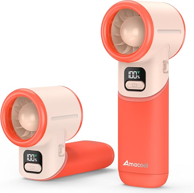AMACOOL Portable Handheld Turbo Fan丨5 Speed Foldable Hand Fans丨Max 20 Hours Runtime丨Rechargeable Mini Pocket Cooling Fan for Travel, Outdoor Activities, Gifts for Women by AMACOOL