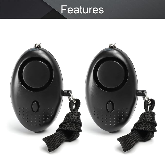 Othmro 2Pcs 120DB Personal Security Alarm Keychains Safe Sound Personal Alarms Emergency Safety Alarm Keychains with LED Lights for Women Men Children Elderly Bags Backpacks Suitcases Black - Image 3