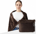 Packable Travel Throw Blanket, Coffee Brown | Soft lightweight wearable travel accessory with carry pouch, airplane blanket, road trips, office naps,outdoor camping by SHINEDOOR