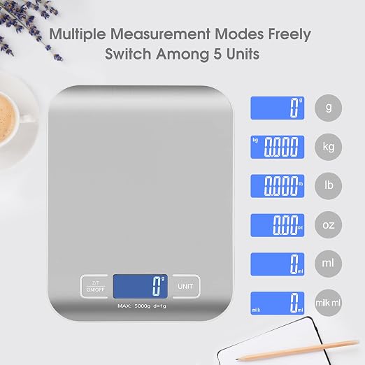 Digital Shipping Scale,Stainless Steel Panel, Accurate 5kg/1g Portable Postal Scale for Packages, Small Business,Kitchen, Food, Handmade, Liquids, and Boutique (Silver) - Image 6