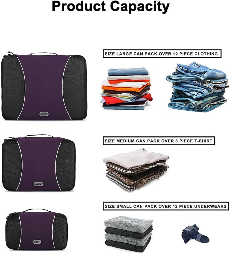 GOX Ultra Light 5 piece Packing Cubes Travel Luggage Organizer 1 Large 2 Medium 2 Small - Image 7