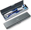 Wider Aluminum Toothbrush Travel Case, Portable Travel Toothbrush Holder, Durable Manual Toothbrush Box Container for Traveling, Bathroom, Camping, Business Trip, Gray Blue by Oralphi