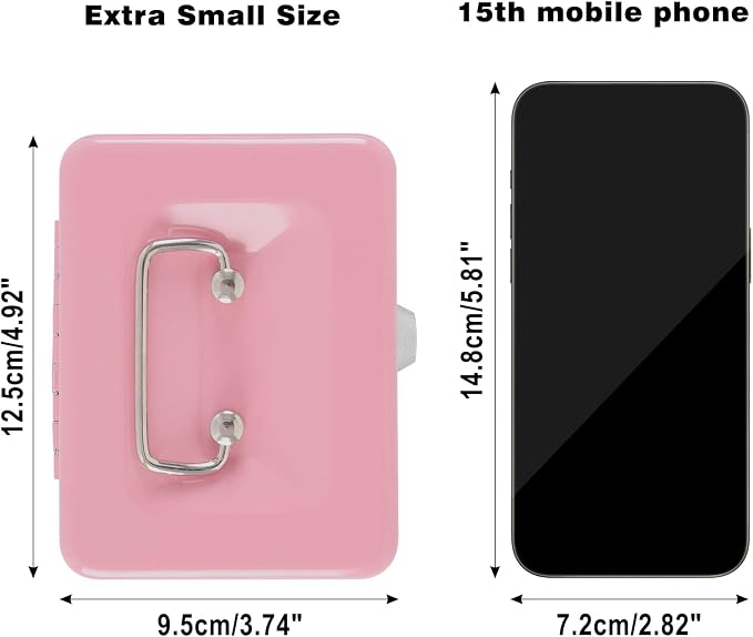 xydled Locking Steel Mini Cash Box with Removable Coin Tray and Key Lock for Kids, 4.92" x 3.74" x 2.36",Pink | Steel Cash Box with Key Lock, Removable Tray & Carry Handle, for Office, Retail, Home, and Money Storage, 4.9" x 3.7" x 2.4" - Image 3