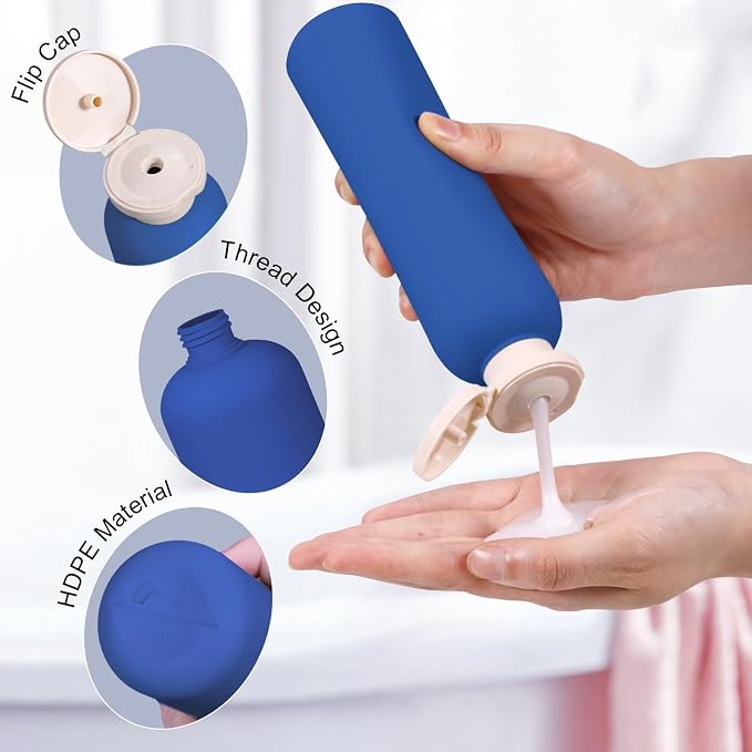 Travel Shampoo Bottle, Empty Plastic Squeeze Bottles 8.8oz with Flip Cap, Lotion Container for Toiletries Travel Size Shampoo and Conditioner - Image 2