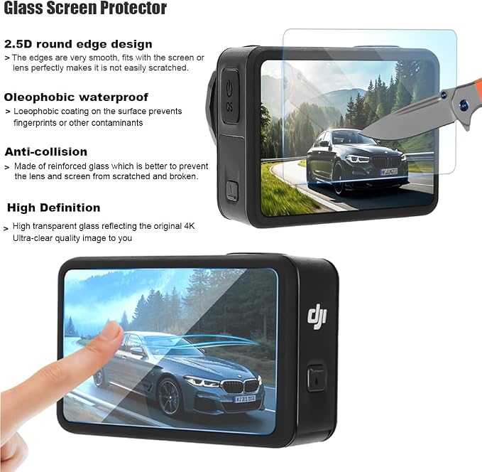 Accessories Bundle for DJI Osmo Action 5 Pro/Action 4/3 Waterproof Case Diving Housing Silicone Case Glass Screen Protector Film Whole Kit 60E (Kit1 for DJI Osmo Action 5 Pro/4/3) - Image 5