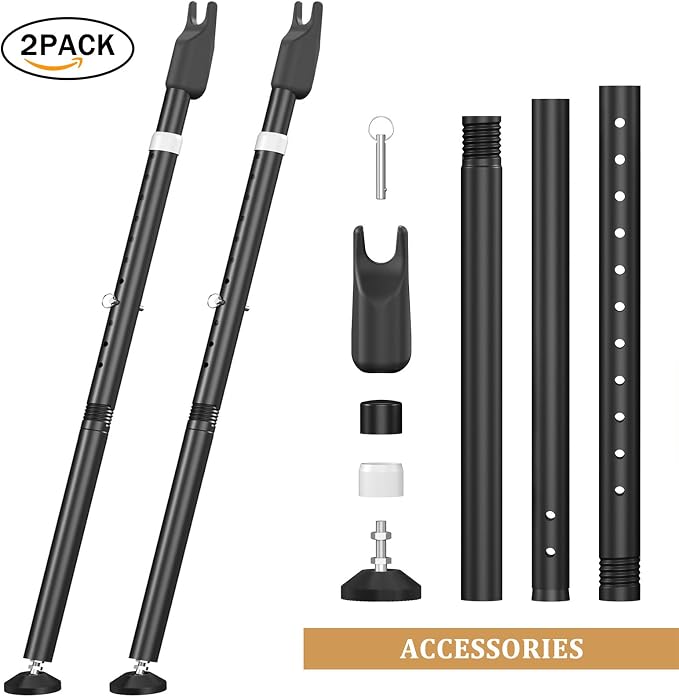 Sliding Door Security Bar and 2-in-1 Sliding Glass Door Stoppers Security for Patio, Home, Hotel Door Stick Security（2Pack Black） - Image 6