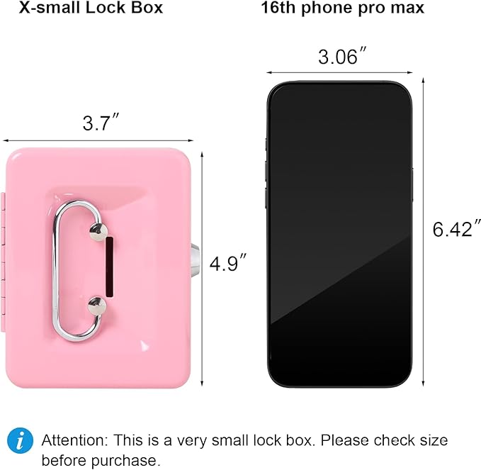 Jssmst Small Cash Box with Lock and Slot, Metal Coin Piggy Bank for Adults and Kids, Pink Locking Money Box - Image 3