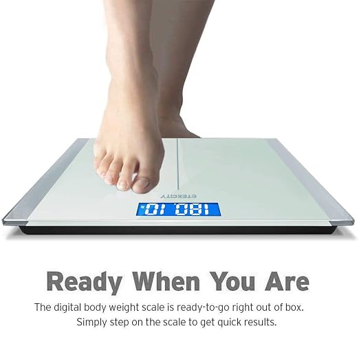 Etekcity Digital Electric Bathroom Scale for Body Weight, 400 lbs, White | Large 6mm Tempered Glass Platform, Clear LCD Display, Batteries Included, Safe Electronic Weighing for Daily Home Use - Image 4