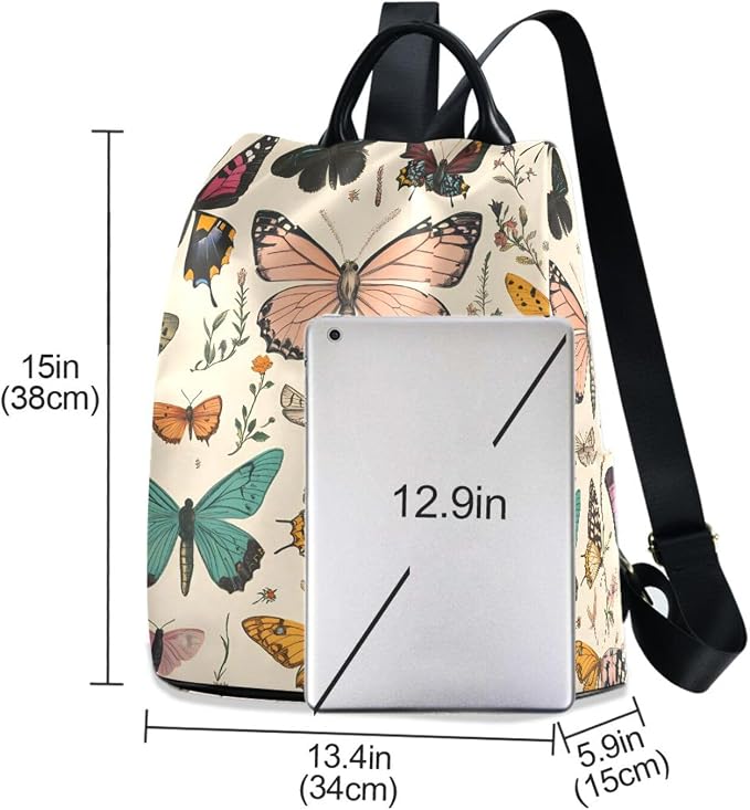 ALAZA Butterfly Pattern Backpack Purse for Women Anti Theft Fashion Back Pack Shoulder Bag - Image 3