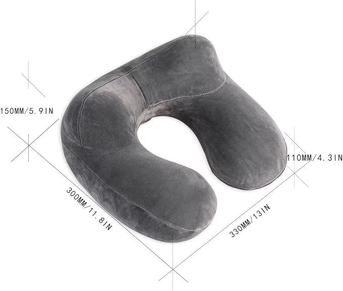 Inflatable Travel Pillow, Neck Pillow Support for Traveling, Airplanes, Cars, and Offices with Compact Carrying Bag, Soft Velvet Washable Cover, Ideal for Adult Sleepers (Grey) - Image 6