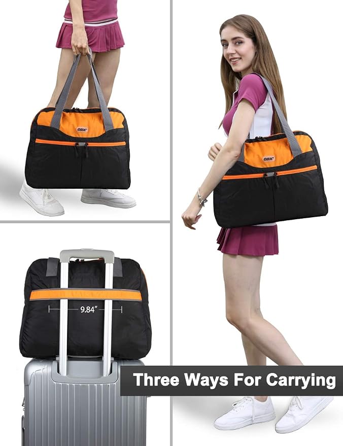Packable Tote Bag Extra Small Duffel Bag Carry On Under Seat 20L Foldable | Nylon Packable Bag Travel Light Mens Personal Item Travel Bag Airplane Purse Carry On Bag for Women to Stand On Suitcase - Image 4
