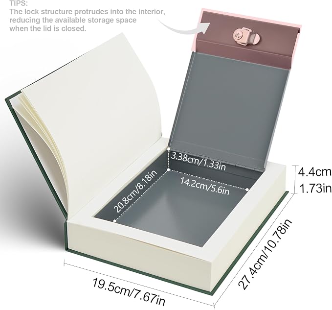 Large Decorative Book Safe with Key Lock | 10.82" x 7.67" x 1.77" - Image 4