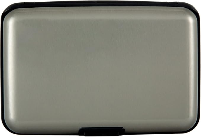 Credit Card Holder, RFID Blocking Metal Card Wallet for Women Men Slim ID Card Holders Protector Aluminum Business Hard Case (Grey) by Kaabao