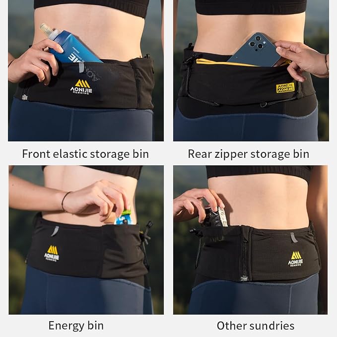 ICE FLAME Running Belt, Fitness and Running Fanny Pack for Women and Men, Waist Band Pack for Phone Keys Money, Moisture Wicking Storage Belt - Image 4