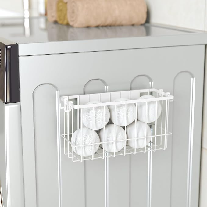 NiHome Magnetic Basket Organizer, Dryer Ball Holder, 2 Pack, White | Hold Up to 14 Lbs, Fits Fridge or Any Metal Surface, No Drill Install, Saves Space for Home or Office, Medium & Small - Image 3