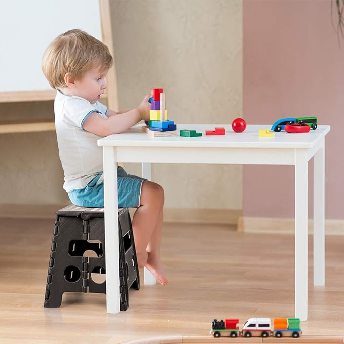 13 Inch Folding Step Stool, Non-Slip Surface for Adults/Kids, Black | Collapsible Heavy Duty Foldable Stools, Portable Foot Stepping Stool Holds 300 lb, Kitchen Bathroom Outdoor, with Handle - Image 5